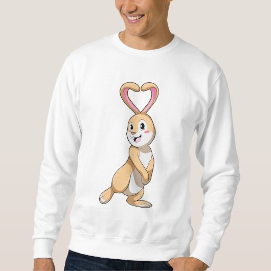 Kaninchen mit Herz Sweatshirt (Vorderseite)
