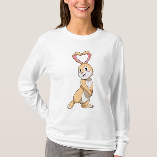 Kaninchen mit Herz T-Shirt (Vorderseite)