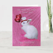 Kaninchen mit Herzblasen und Niedlichen Hut nährt Karte (Vorderseite)