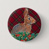 Kaninchen mit Holly Berries und Kariert Button (Vorderseite)