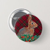 Kaninchen mit Holly Berries und Kariert Button (Vorne & Hinten)