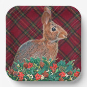 Kaninchen mit Holly Berries und Kariert Pappteller (Vorderseite)