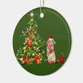 Kaninchen mit Hut Scheußchen Weihnachten Keramik Ornament (Links)