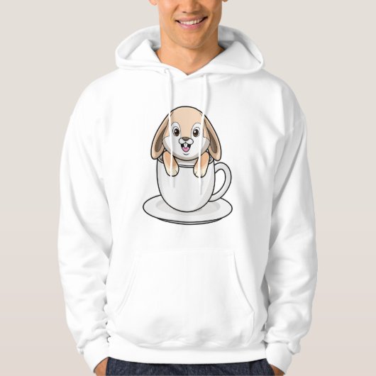 Kaninchen mit Kaffee-Cup Hoodie (Vorderseite)