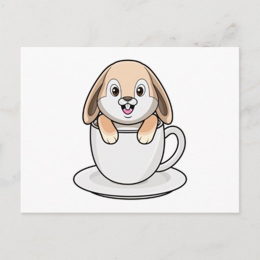 Kaninchen mit Kaffee-Cup Postkarte (Vorderseite)