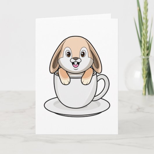 Kaninchen mit Kaffeetasse Karte (Vorderseite)