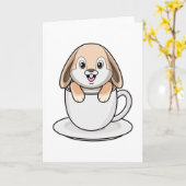 Kaninchen mit Kaffeetasse Karte (Gelbe Blume)