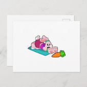 Kaninchen mit Karotte bei Yoga auf Yoga-Matte Postkarte (Vorne/Hinten)