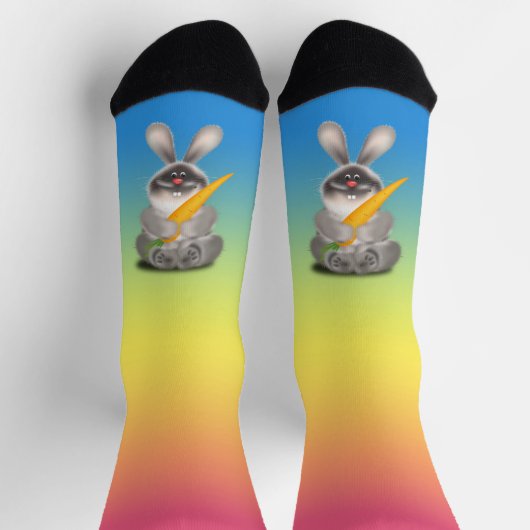 Kaninchen mit Karotten-Crew-Socken Socken (Oben)