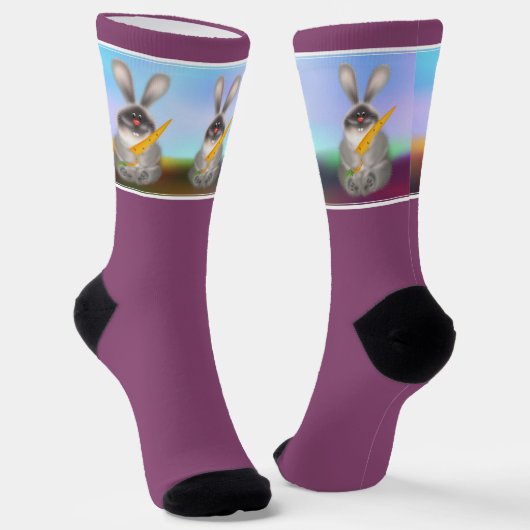 Kaninchen mit Karotten-Crew-Socken Socken (Gewinkelt)