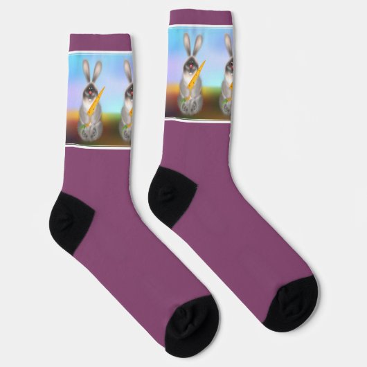 Kaninchen mit Karotten-Crew-Socken Socken (Rechts)
