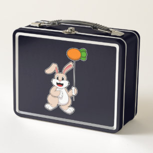 Kaninchen mit Karrot als Ballon.PNG Metall Brotdose
