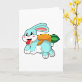 Kaninchen mit Karrot als Rakete Karte (Gelbe Blume)