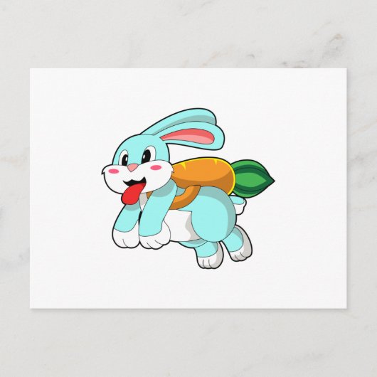 Kaninchen mit Karrot als Rakete Postkarte (Vorderseite)