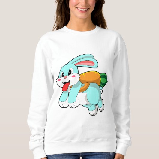 Kaninchen mit Karrot als Rakete Sweatshirt (Vorderseite)