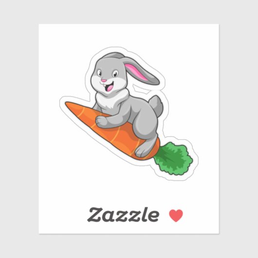 Kaninchen mit Karrot Aufkleber (Blatt)