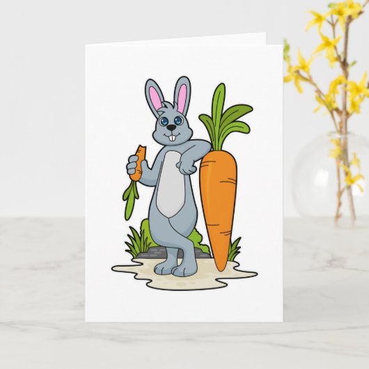 Kaninchen mit Karrot Karte (Gelbe Blume)