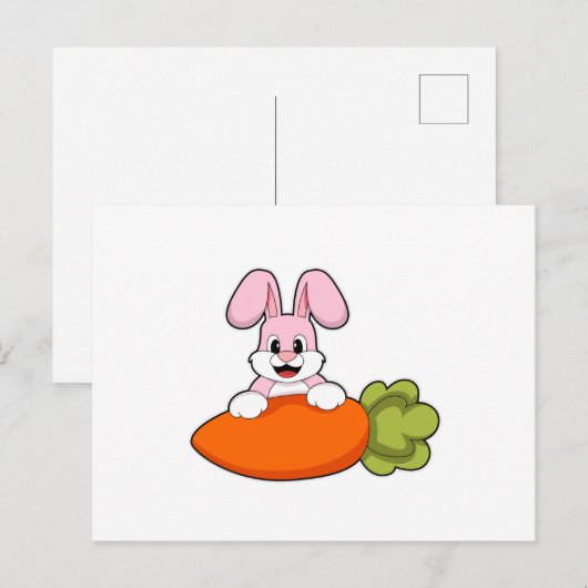 Kaninchen mit Karrot Postkarte (Vorne/Hinten)