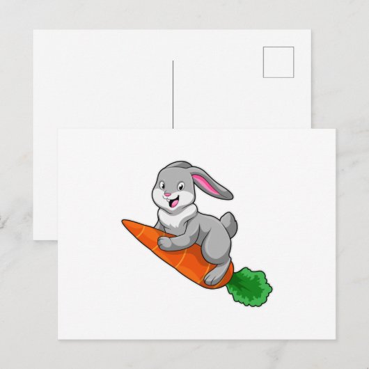 Kaninchen mit Karrot Postkarte (Vorne/Hinten)