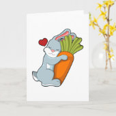 Kaninchen mit Karrot und Herz Karte (Gelbe Blume)