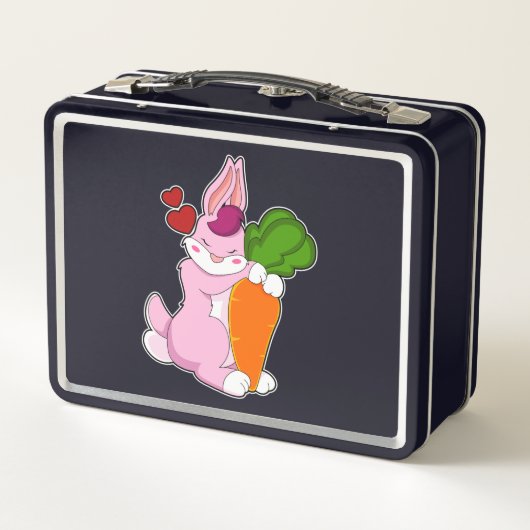 Kaninchen mit Karrot und Herz Metall Brotdose (Rückseite)
