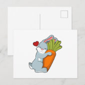 Kaninchen mit Karrot und Herz Postkarte (Vorne/Hinten)