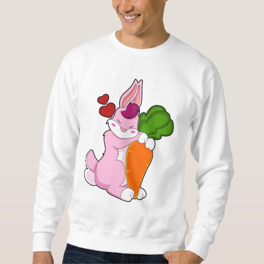 Kaninchen mit Karrot und Herz Sweatshirt (Vorderseite)