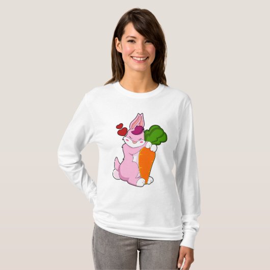 Kaninchen mit Karrot und Herz T-Shirt (Vorne ganz)