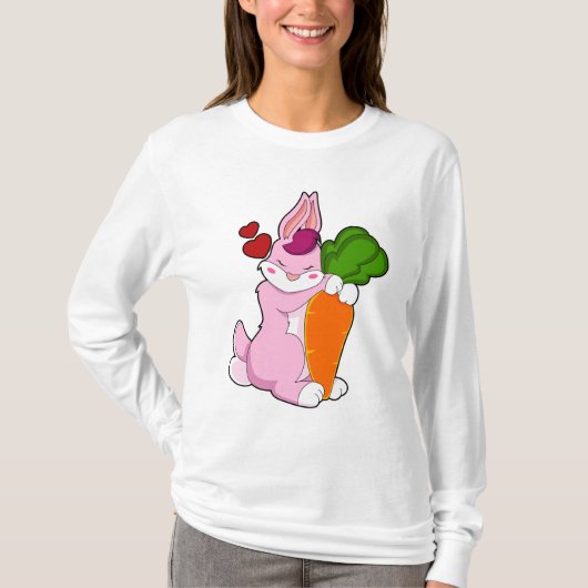 Kaninchen mit Karrot und Herz T-Shirt (Vorderseite)