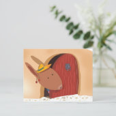 Kaninchen mit Kirschpostkarte, helle Beige Postkarte (Stehend Vorderseite)