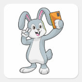Kaninchen mit mobilem quadratischer aufkleber (Vorderseite)