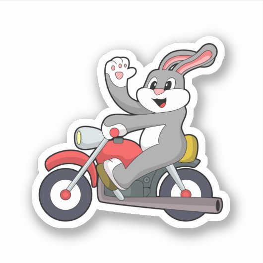 Kaninchen mit Motorrad.PNG Aufkleber (Vorderseite)