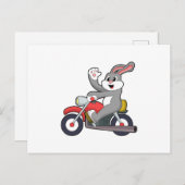 Kaninchen mit Motorrad.PNG Postkarte (Vorne/Hinten)