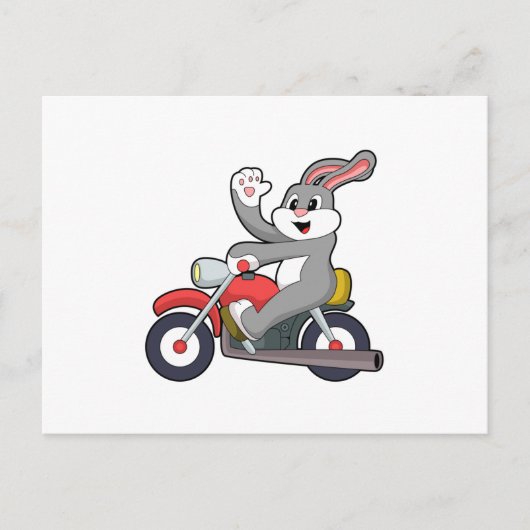 Kaninchen mit Motorrad.PNG Postkarte (Vorderseite)