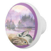 Kaninchen mit Orchid-Lila Keramikknauf (Rechts)