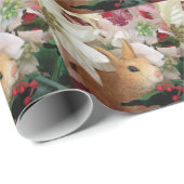 Kaninchen mit Pointsettias Weihnachten Geschenkpapier (Rolleneckpunkt)