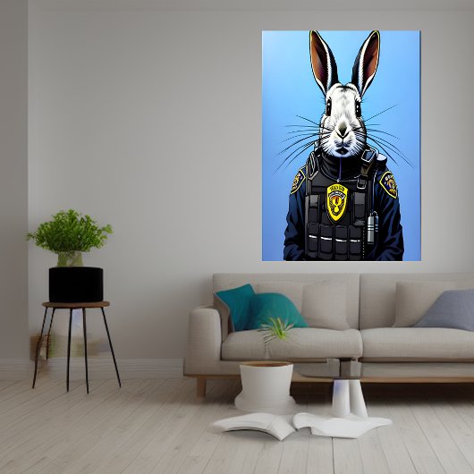 Kaninchen mit Polizeiuniform | AI Art Poster