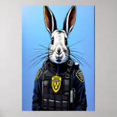 Kaninchen mit Polizeiuniform | AI Art Poster (Vorne)