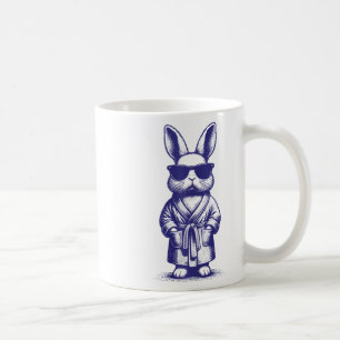 Kaninchen mit Robe und Sungles Blau Retro-Osterhas Kaffeetasse
