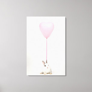 Kaninchen mit rosa Ballon Leinwanddruck