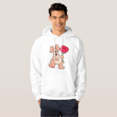 Kaninchen mit rote Rose Hoodie (Vorne ganz)