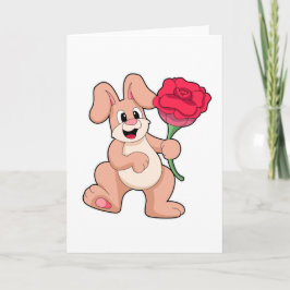 Kaninchen mit rote Rose Karte