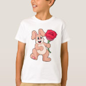 Kaninchen mit rote Rose T-Shirt (Vorderseite)
