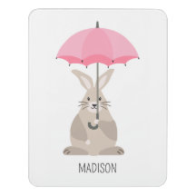 Kaninchen mit Schirm individuelle Name Kinderzimme