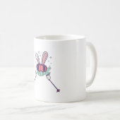 Kaninchen mit Skistöcken und Skibrille Kaffeetasse (VorderseiteRechts)