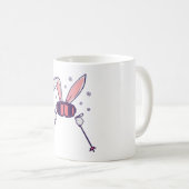 Kaninchen mit Skistöcken und Skibrille Kaffeetasse (VorderseiteRechts)
