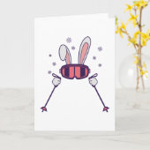 Kaninchen mit Skistöcken und Skibrille Karte (Gelbe Blume)
