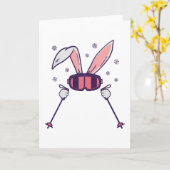 Kaninchen mit Skistöcken und Skibrille Karte (Gelbe Blume)