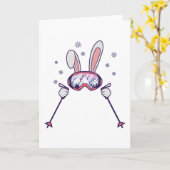 Kaninchen mit Skistöcken und Skibrille Karte (Gelbe Blume)