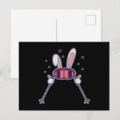 Kaninchen mit Skistöcken und Skibrille Postkarte (Vorne/Hinten)